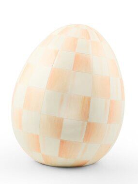 MacKenzie-Childs Easter Collection Check Egg Figurine in Coral LARGE #35514-2535